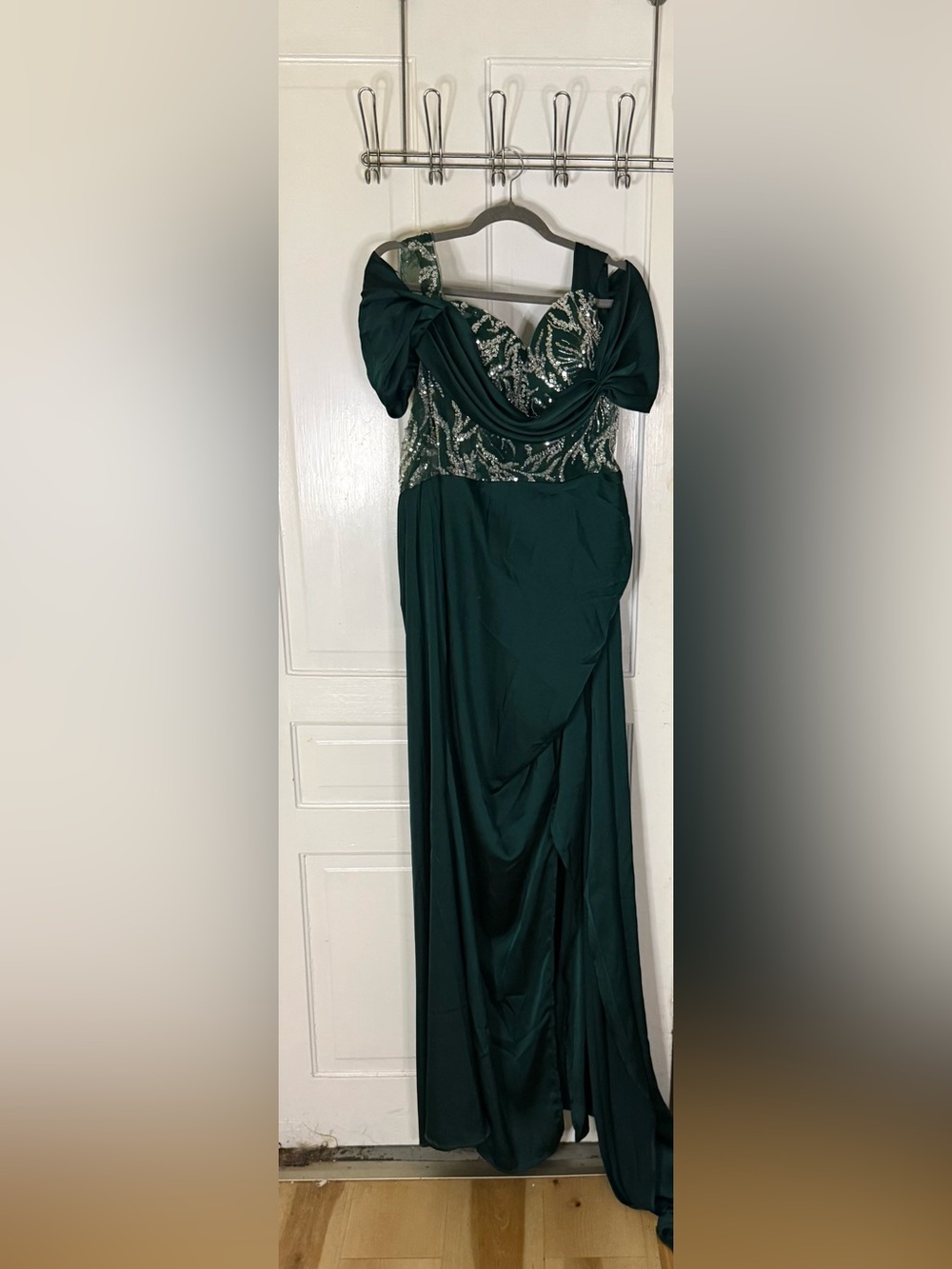 Faeriesty 3XL Emerald Green Sequin Corset Formal Gown Cape